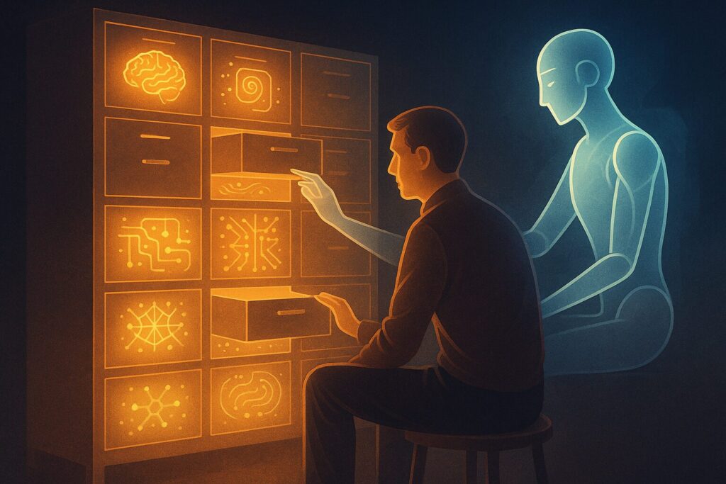 生成AIが人の引き出し（可能性）を開く様子を象徴するイメージ