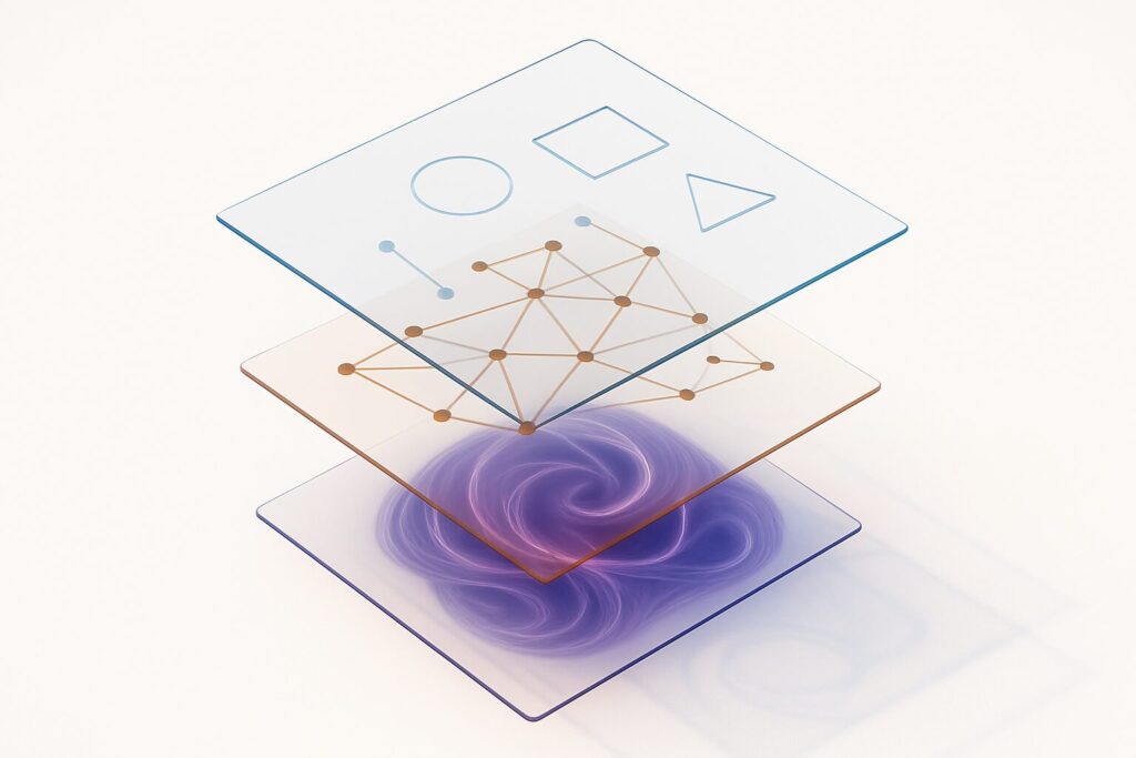 生成AIの思考層と人体エネルギー代謝の相似を表す概念図