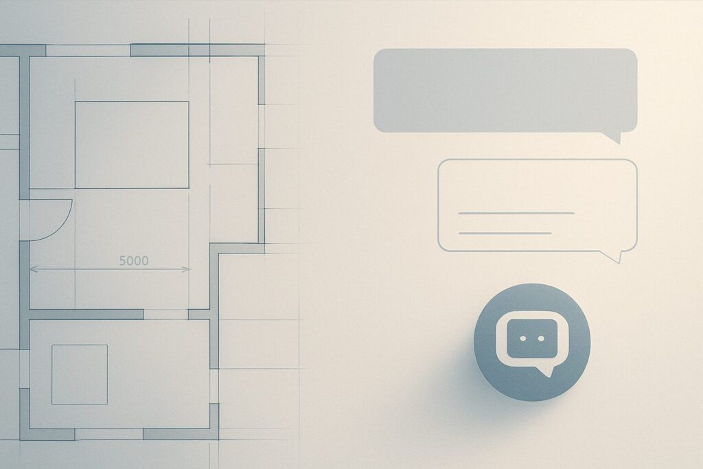 空間設計から概念設計への移行を表現した余白を活かしたデザイン